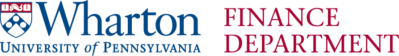 Logo of Wharton''s Finance Department at the University of Pennsylvania, featuring the university''s emblem.